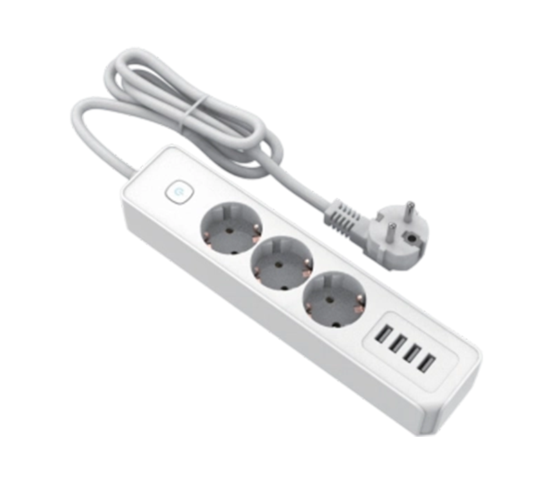 Stráice Cumhachta Stíl Eorpach E22-3 le 3 Asraon, Agus 4 Chalafort USB-A, Lasc san áireamh
