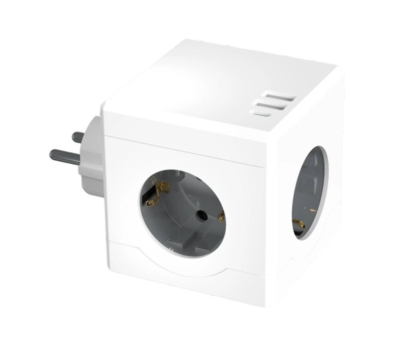 Stráice Cumhachta Ciúb Breiseán E15-C le 3 Asraon de Stíl Eorpach, 2 Chalafort USB-A, agus 1 Chalafort USB-C