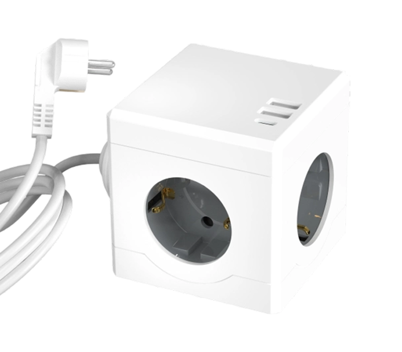 Stráice Cumhachta Ciúb Wired E16-C le 3 Asraon de Stíl Eorpach, 2 Chalafort USB-A, agus 1 Chalafort USB-C